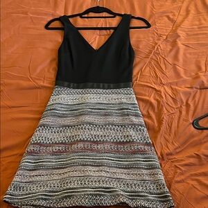 Design Lab Lord & Taylor Black and Patterned Mini Dress